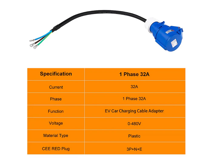 Adaptador Tomada Azul Monófasica 16A p/ Tomada doméstica Shucko 3
