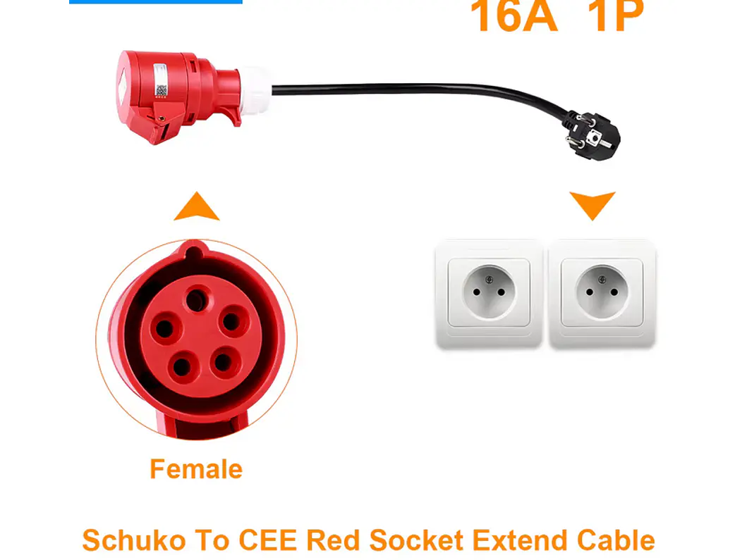 Adaptador Tomada Vermelha Trifasica 16A p/ Tomada doméstica Shucko 1