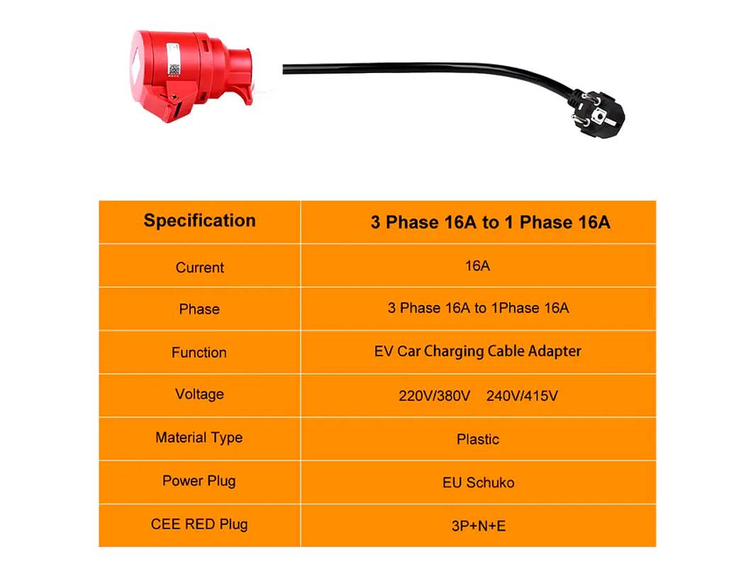 Adaptador Tomada Vermelha Trifasica 16A p/ Tomada doméstica Shucko 2