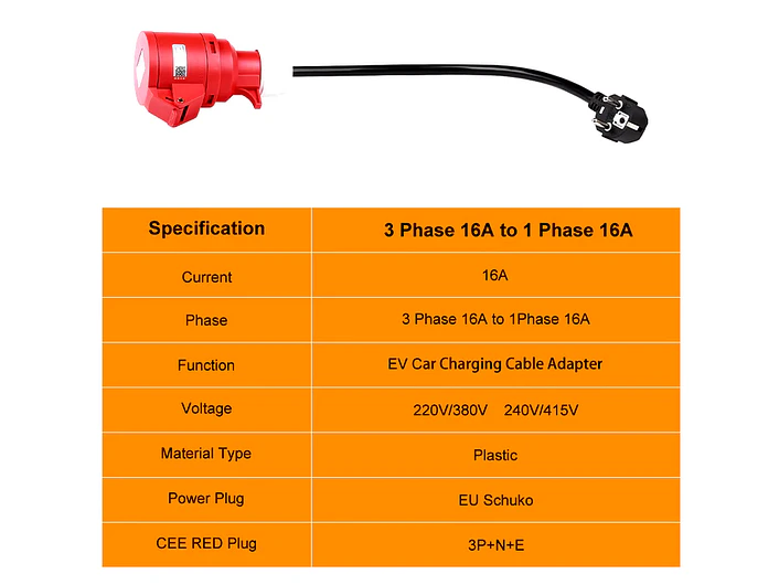 Adaptador Tomada Vermelha Trifasica 16A p/ Tomada doméstica Shucko 2