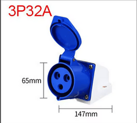 Tomada Parede Azul Monofasica 3 pinos - 32 A