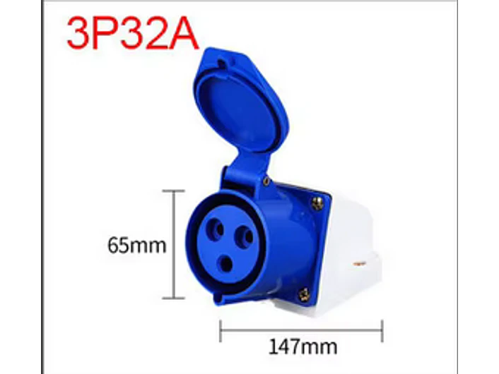 Tomada Parede Azul Monofasica 3 pinos - 32 A 1
