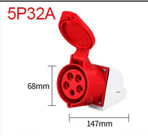 Tomada Parede Vermelha Trifasica 5 pinos - 32 A