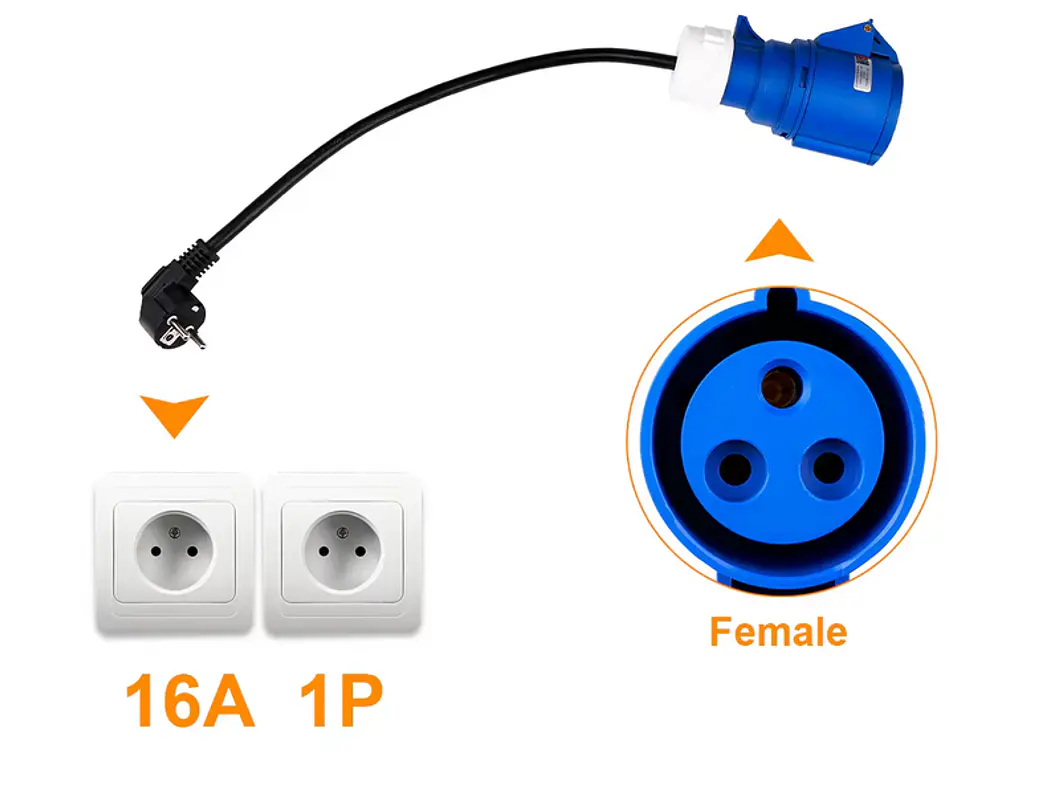 Adaptador Tomada Azul Monófasica 32A p/ Tomada doméstica Shucko 1