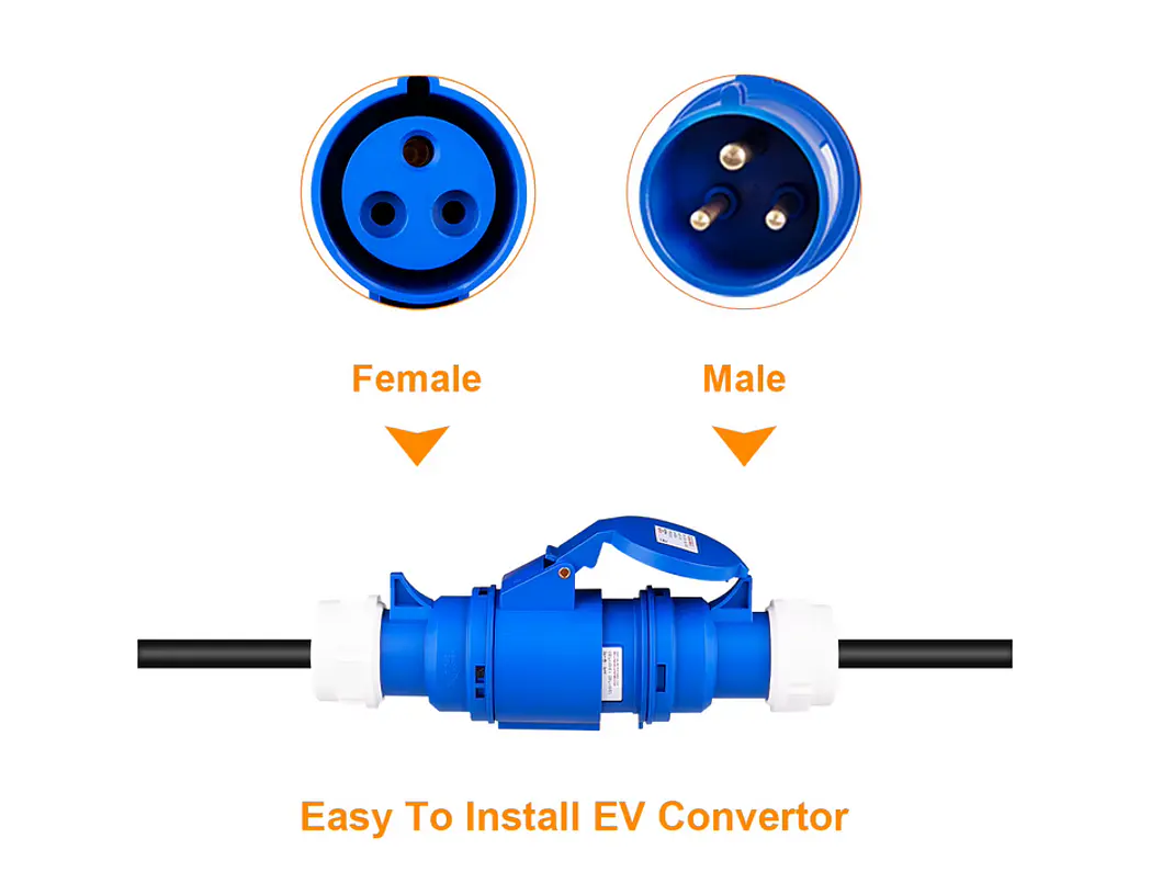 Adaptador Tomada Azul Monófasica 32A p/ Tomada doméstica Shucko 3