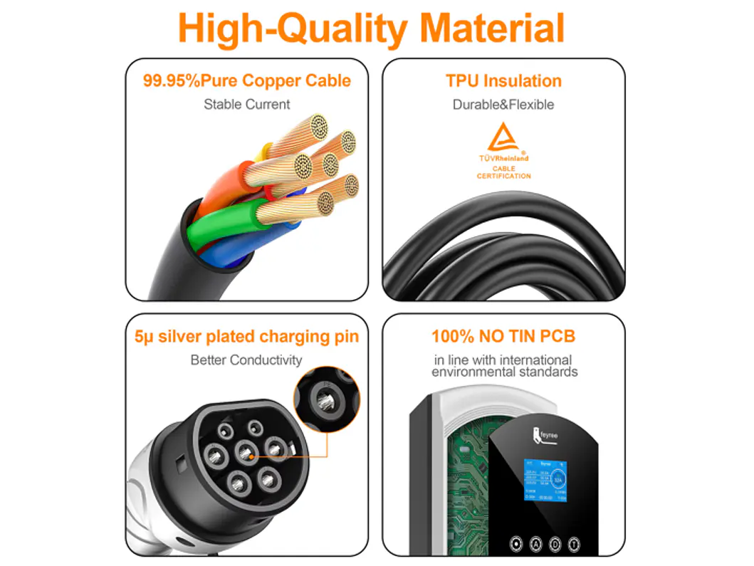 Wallbox 22 kW | 32A | Cabo 5 ou 10m | App | RFID | Ecrã | DLB - Balanceamento Carga 15