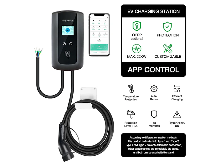 Wallbox 11 kW | 16A | 4 Metros | App | RFID | Ecrã LCD 7