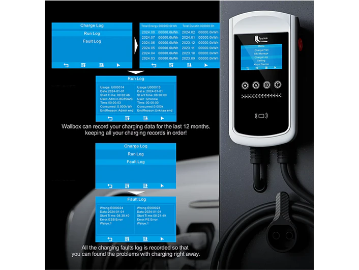 Wallbox 11 kW | 16A | Cabo 5m | App Wi-Fi | RFID | Ecrã LCD 6