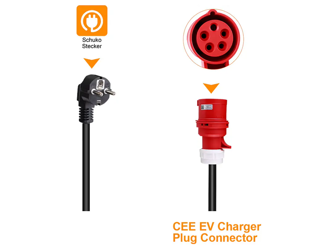 Adaptador Tomada Vermelha Trifasica 32A p/ Tomada doméstica Shucko 3