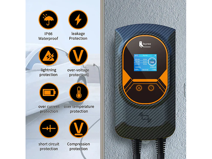 Wallbox 7 kW | 32A | Cabo 5m | App | RFID | Ecrã LCD 13