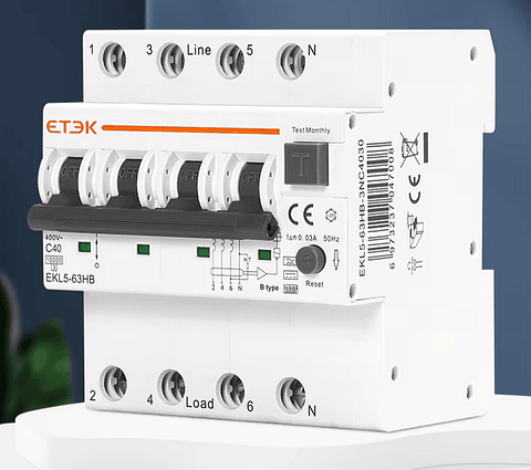 RCBO Diferencial e Disjuntor 2 em 1 - TRIFASICO - 25A - 30 ma