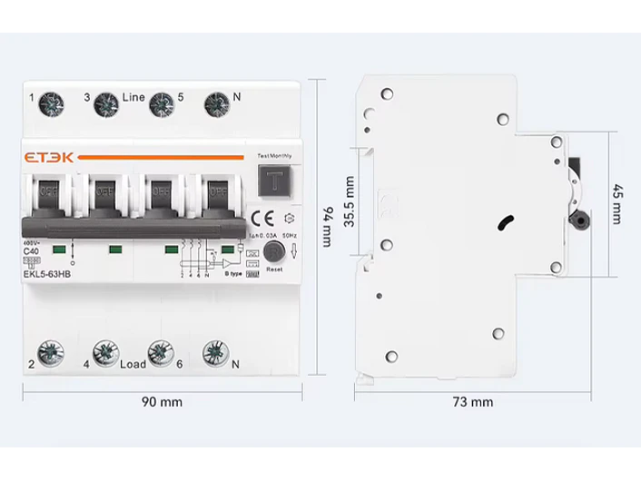 RCBO Diferencial e Disjuntor 2 em 1 - TRIFASICO - 20A - 30 ma - TIPOA 4