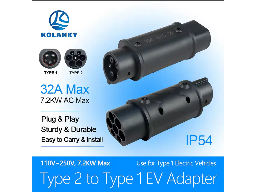 Adaptador Carregamento Tipo2 para Tipo1 - 32A Monofasico 3