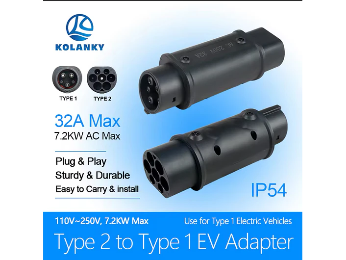 Adaptador Carregamento Tipo2 para Tipo1 - 32A Monofasico 3