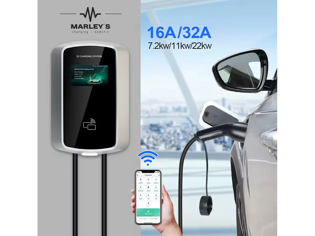 Wallbox 11 kW | 16A | Cabo 5m | App Wi-Fi | RFID | Ecrã LCD 7