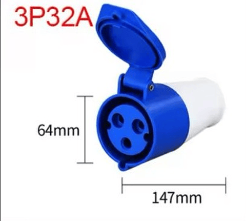 Tomada Azul FEMEA 3 pinos - 32 A -  Monofasica