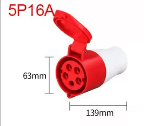 Tomada Femea Vermelha Trifasica 5 pinos - 16 A