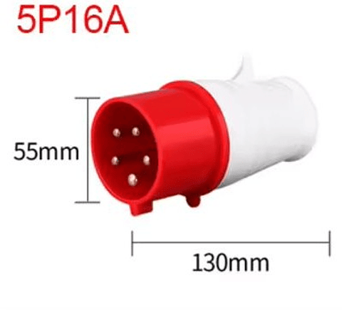 Tomada Macho Vermelha Trifasica 5 pinos - 16 A