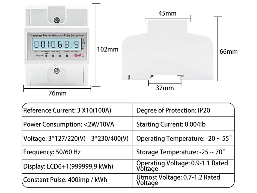 Contador para Quadro Eletrico - Condominios - AC 230-380V TRIFASICO 2