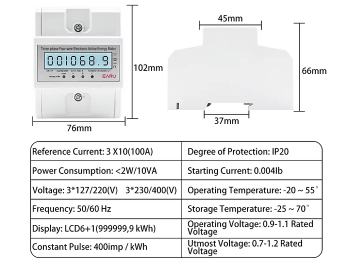 Contador para Quadro Eletrico - Condominios - AC 230-380V TRIFASICO 2