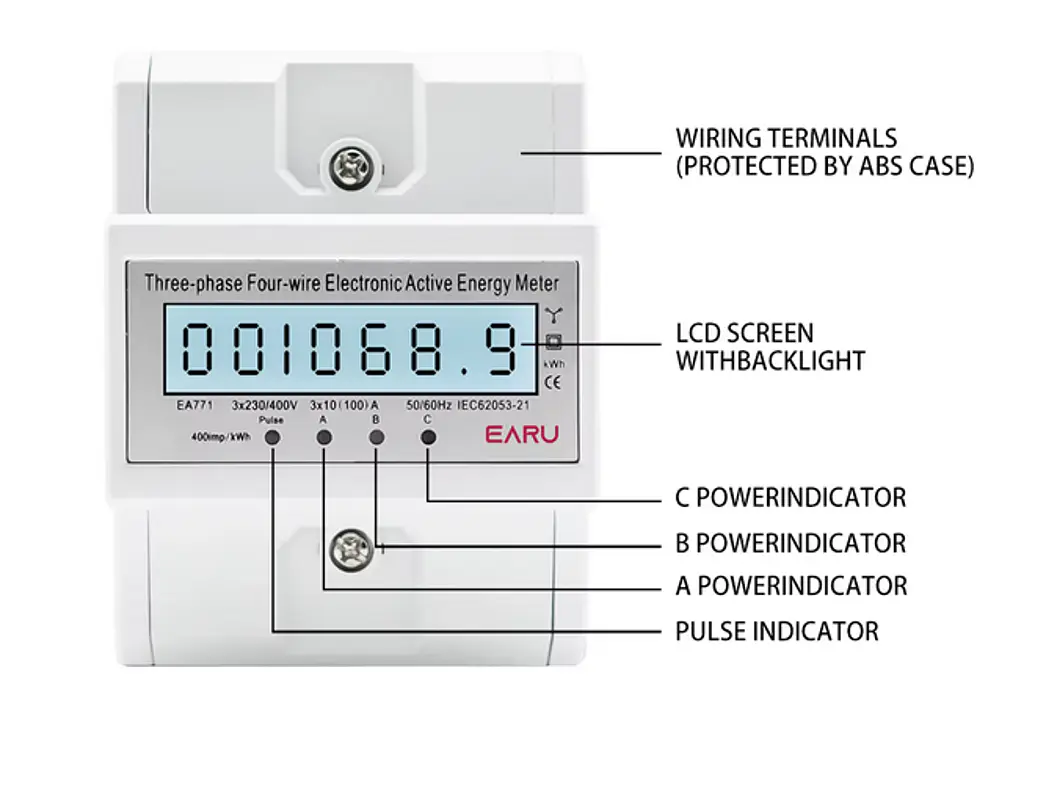 Contador para Quadro Eletrico - Condominios - AC 230-380V TRIFASICO 4