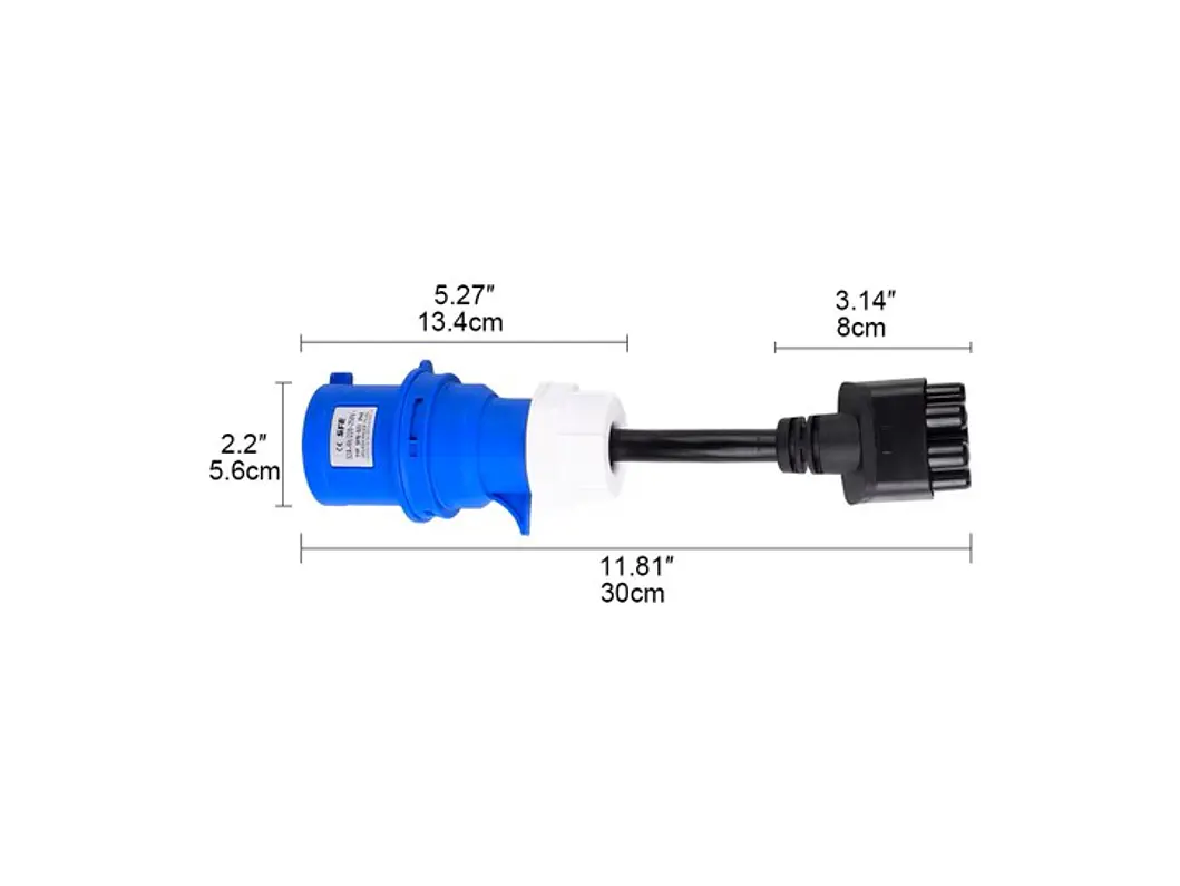 Adaptador TESLA para Tomada Azul 32A Monofasica 4
