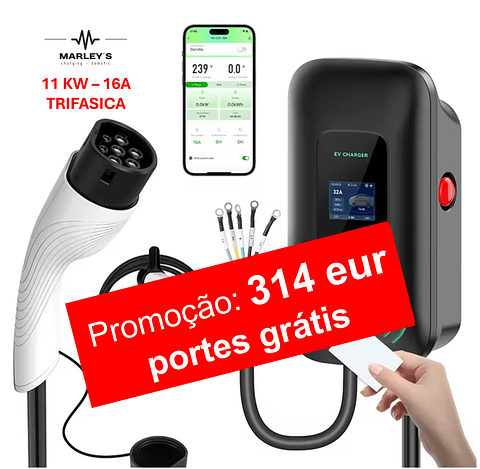 Wallbox Carregador Parede - 7 kw - 32 A - C/ APP WI-FI e Cartões