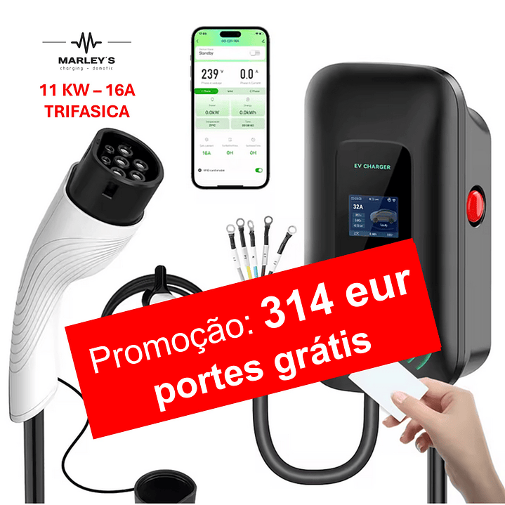 Wallbox Carregador Parede - 7 kw - 32 A - C/ APP WI-FI e Cartões 1