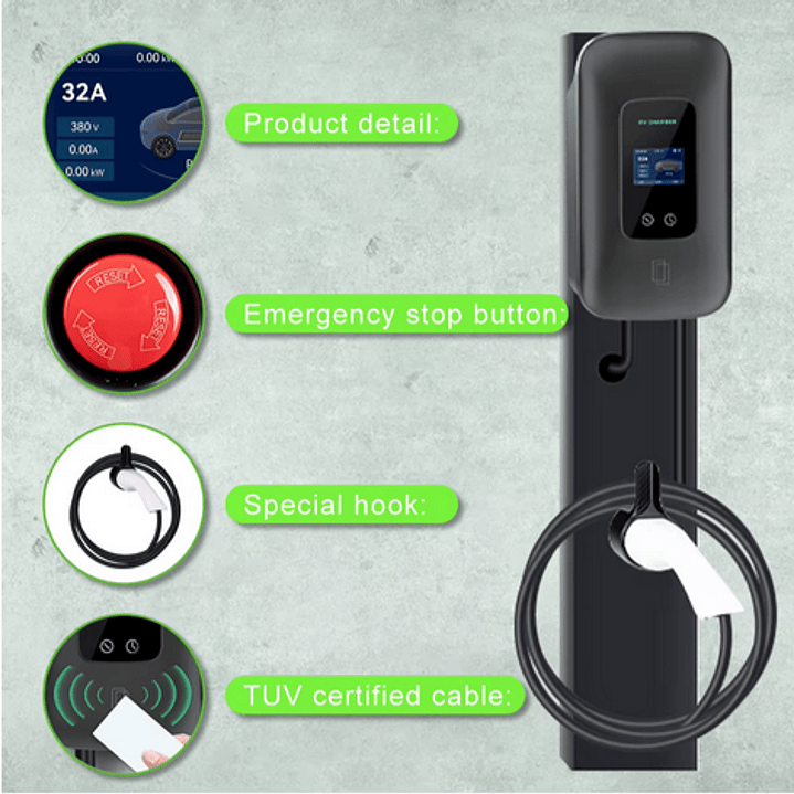 Wallbox Carregador Parede - 7 kw - 32 A - C/ APP WI-FI e Cartões 6