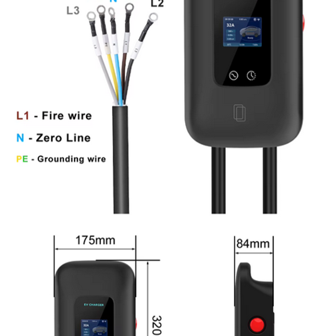 Wallbox Carregador Parede - 7 kw - 32 A - C/ APP WI-FI e Cartões 7