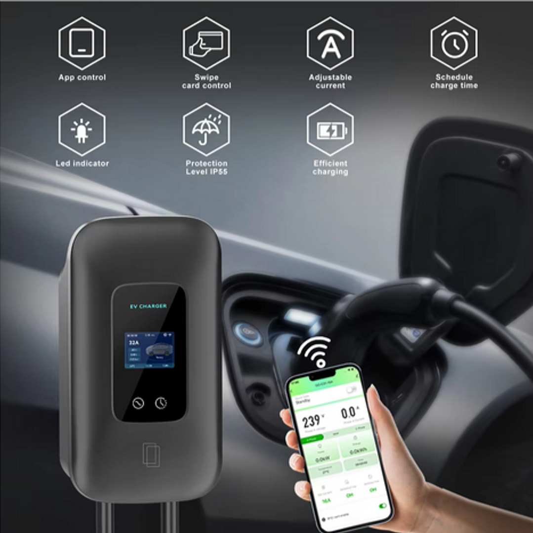 Wallbox Carregador Parede - 7 kw - 32 A - C/ APP WI-FI e Cartões 8