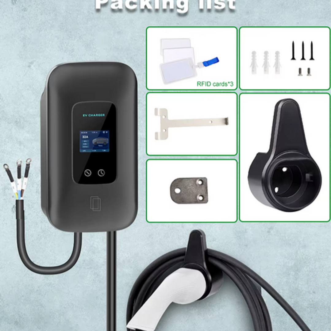 Wallbox Carregador Parede - 7 kw - 32 A - C/ APP WI-FI e Cartões 10