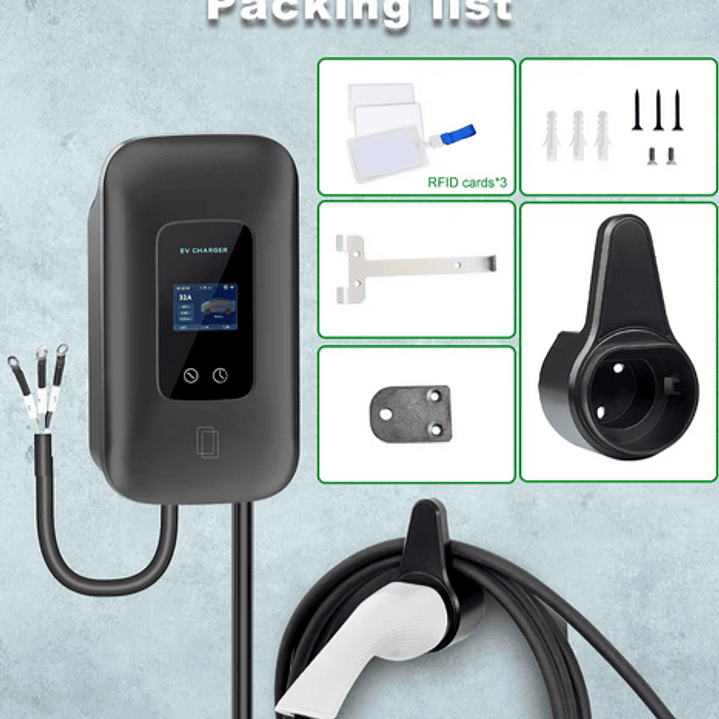 Wallbox Carregador Parede - 7 kw - 32 A - C/ APP WI-FI e Cartões 10