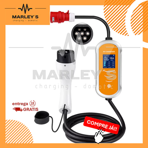 Carregador Portátil 11 kW | 16A | 4.5 Metros | Saco de Transporte