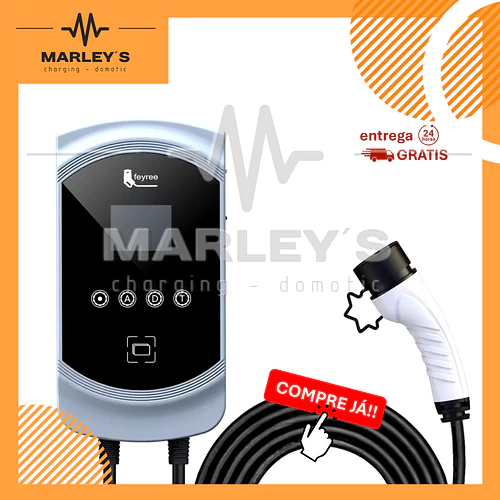 Wallbox 7,6 kW | 32A | Cabo 5m | App Wi-Fi | RFID | Ecrã LCD