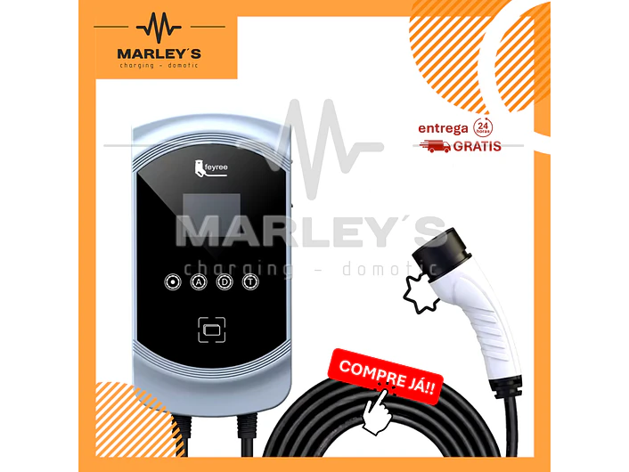 Wallbox 7 kW | 32A | Cabo 5m | App Wi-Fi | RFID | Ecrã LCD 1