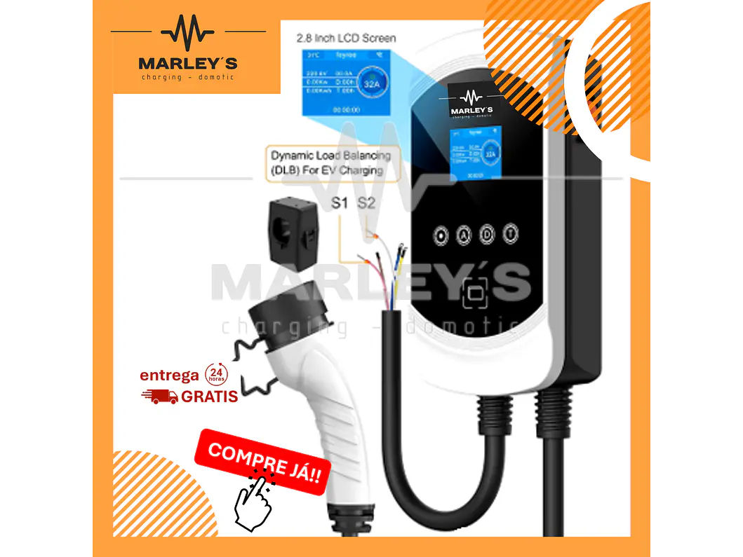 Wallbox 22 kW | 32A | Cabo 5 ou 10m | App | RFID | Ecrã | DLB - Balanceamento Carga 1