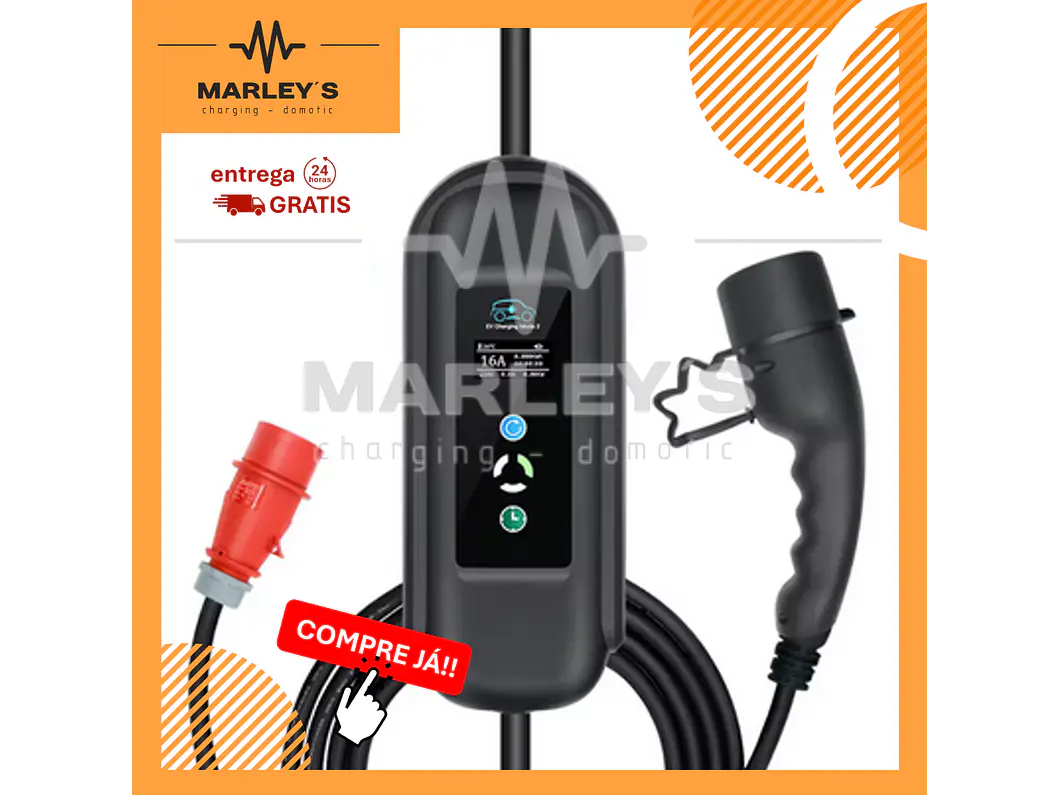 Carregador Portátil 11 kW | 16A | 5 Metros | Suporte Parede | Saco de Transporte 1