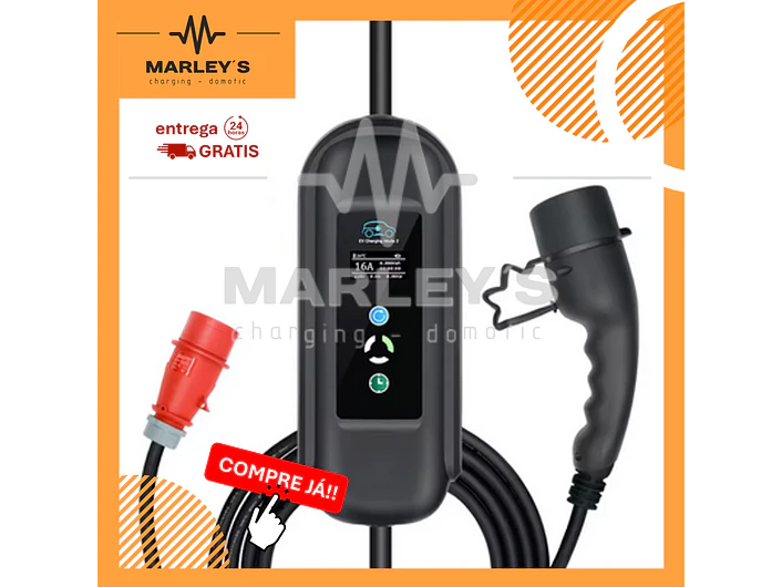 Carregador Portátil 11 kW | 16A | 5 Metros | Suporte Parede | Saco de Transporte 1