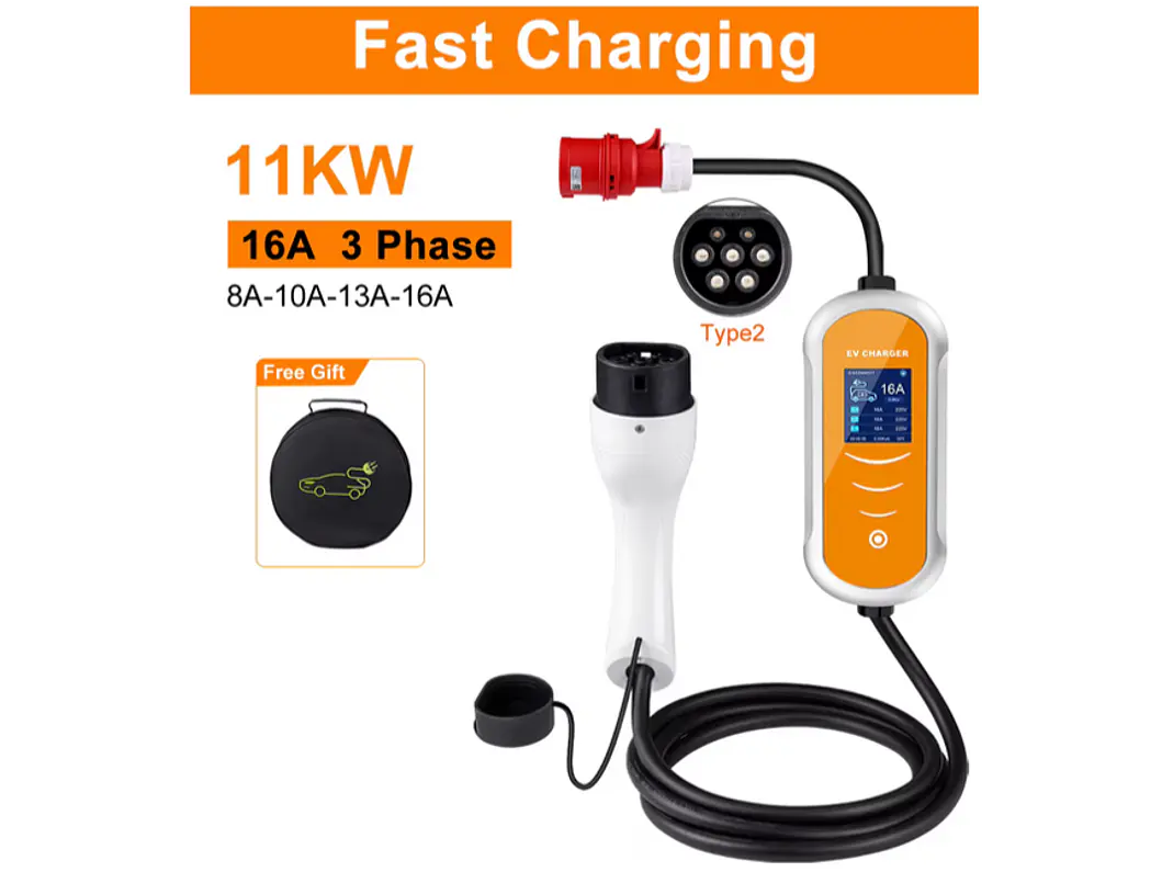 Carregador Portátil 11 kW | 16A | 4.5 Metros | Saco de Transporte 2