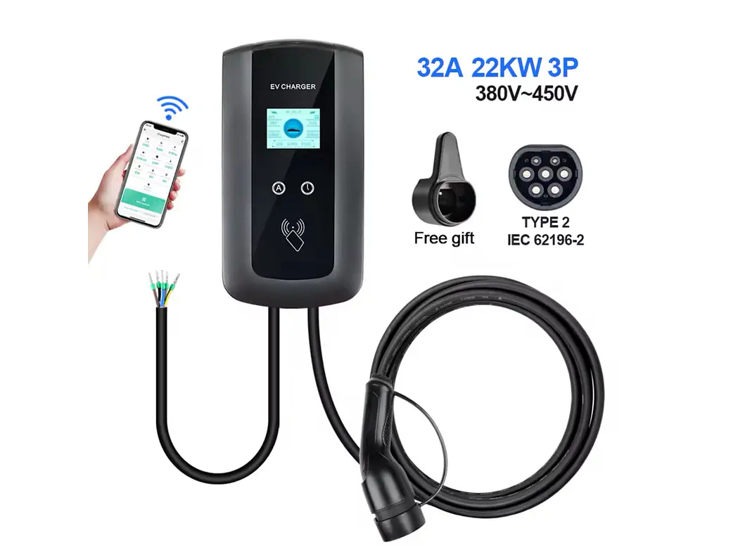 Wallbox 22 kW | 32A | Cabo 5m | App | RFID | Ecrã LCD 2