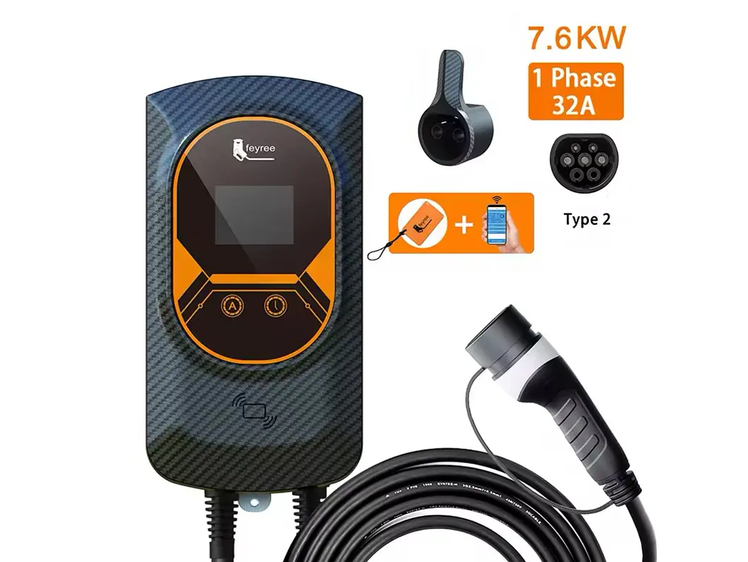 Wallbox 7 kW | 32A | Cabo 5m | App | RFID | Ecrã LCD 2