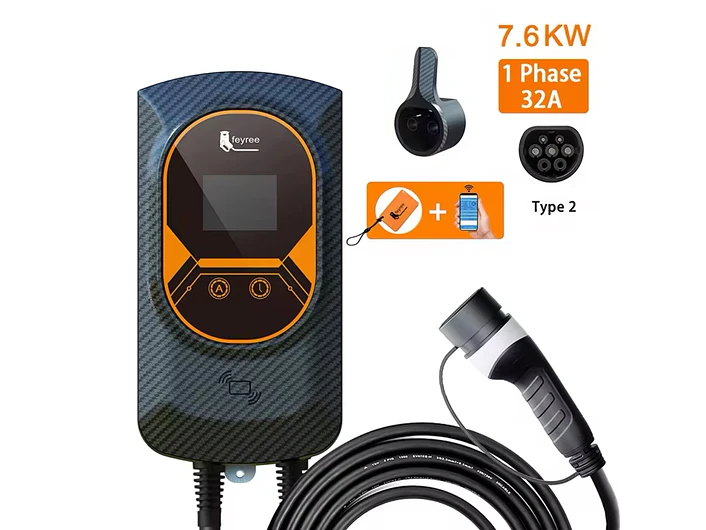 Wallbox 7 kW | 32A | Cabo 5m | App | RFID | Ecrã LCD 2