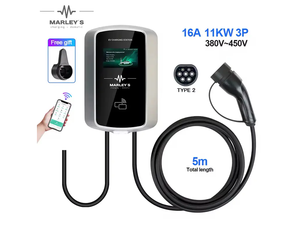 Wallbox 11 kW | 16A | Cabo 5m | App Wi-Fi | RFID | Ecrã LCD 2