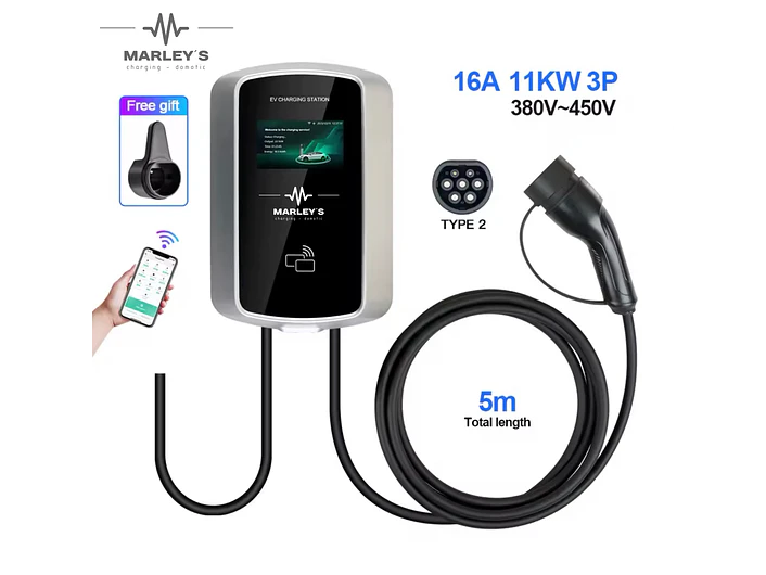 Wallbox 11 kW | 16A | Cabo 5m | App Wi-Fi | RFID | Ecrã LCD 2