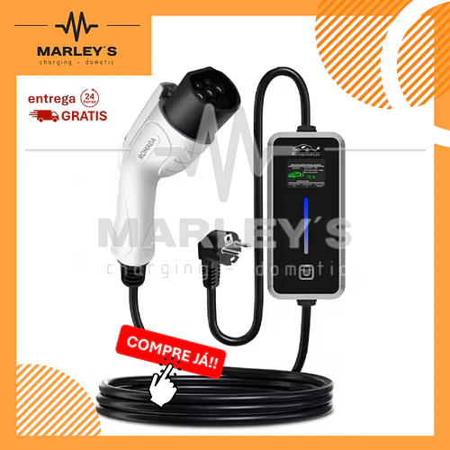 Carregador Portátil 3,5 kW | 16A | 10 Metros | Suporte Parede | Saco Transporte