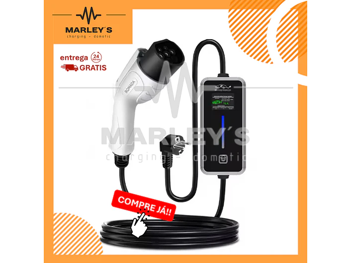 Carregador Portátil 3,5 kW | 16A | 10 Metros | Suporte Parede | Saco Transporte 1