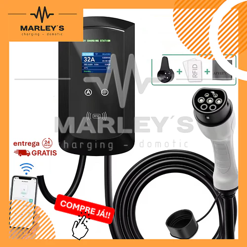 Wallbox 7 kW | 32A | Cabo 5m | App | RFID | Ecrã LCD