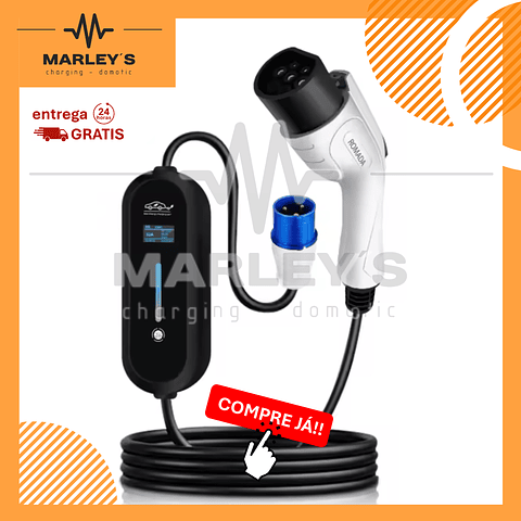 Carregador Portátil Eletricos/ Hibridos 7 kw - 32A - c/ 10 METROS DE CABO