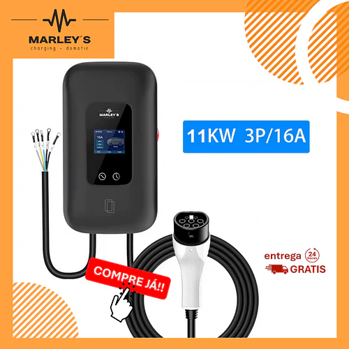 Wallbox 11 kW | 16A | Trifásica | Cabo 5m | Wi-Fi | RFID